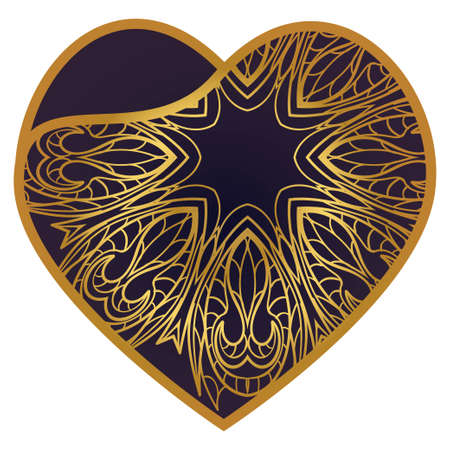 Lacy Hearts With Floral Openwork Pattern. Template For Layouts Wedding Cards, Interior, Laser Cutting, Plotter Cutting Or Printing. Vector Illustrationのイラスト素材