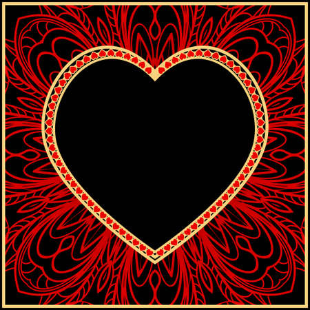 Valentine's day card with decorative ornament. Vector illustration. Template design for greeting and wedding card.のイラスト素材