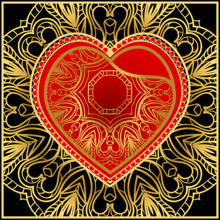 Template for Happy Valentines Day. Vector Illustration. For Greeting Card, Invitation Or Postersのイラスト素材