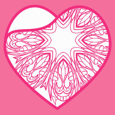 Valentine Heart With Floral Pattern. Vector Illustration. Template For Greeting Cards, Envelopes, Invitationsのイラスト素材