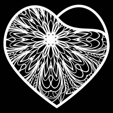 Templates Of Openwork Decorative Hearts For Laser Or Plotter Cutting. Vector Illustration. Wedding Invitationのイラスト素材