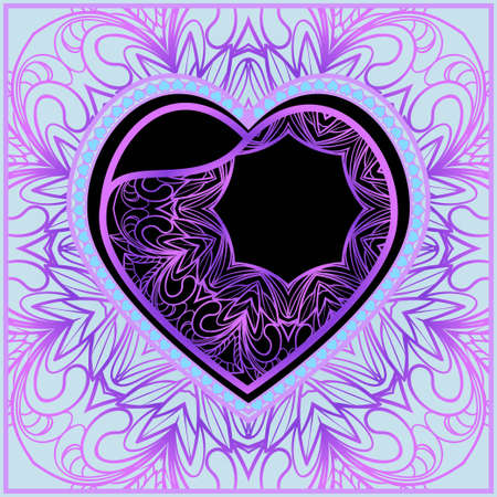 Creative Background with heart and floral ornament. Template for Valentine's Day. Vector illustration. For design, print.のイラスト素材