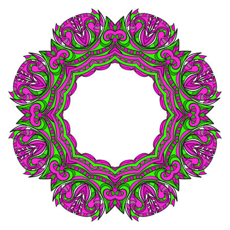 Frame ornament with mandala . Vector illustration. For wedding, bridal, Valentine's day, greeting card invitationのイラスト素材