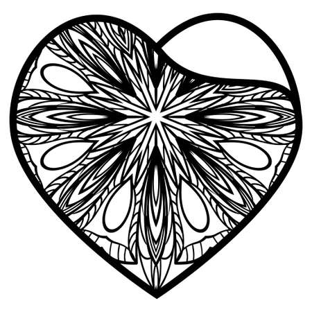 Lace Heart For Valentines Day Ornamental Design. For Plotter Cutting Or Printing, Wood, Metal. Vector Illustration.のイラスト素材