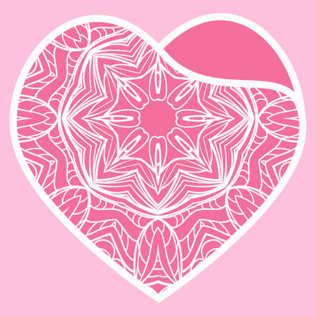 Lace Heart For Valentines Day Ornamental Design. For Plotter Cutting Or Printing, Wood, Metal. Vector Illustration.のイラスト素材