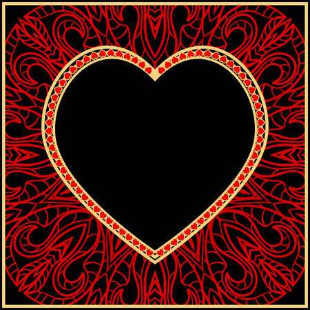 Invitation card with heart and floral ornament. Vector illustration. Template design for greeting and wedding card.のイラスト素材