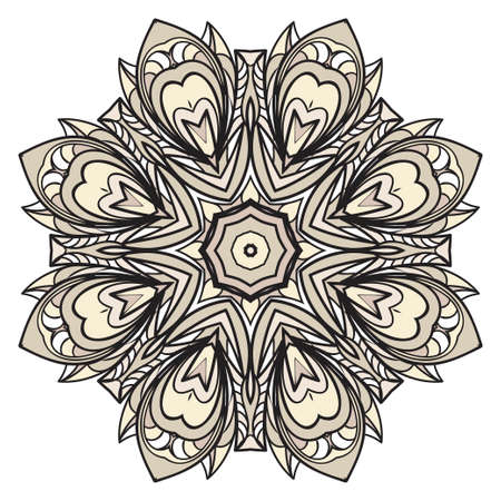 Sacred oriental mandala. color floral ornament. Abstract shapes in Asian style. Vector Illustration.のイラスト素材