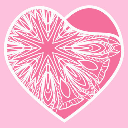 Openwork Valentine Card With Delicate Hearts. Vector Template For Layouts Wedding Cards, Interior, Laser Cutting, Plotter Cutting Or Printingのイラスト素材
