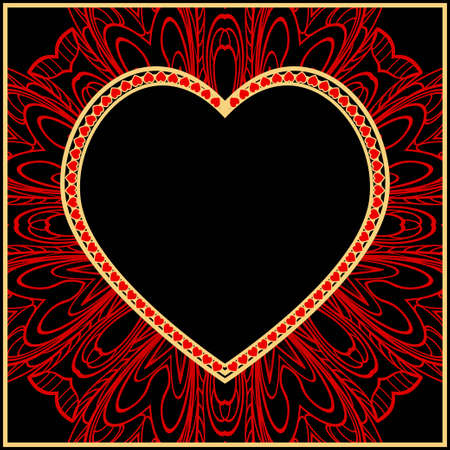 Invitation card with heart and floral ornament. Vector illustration. Template design for greeting and wedding card.のイラスト素材