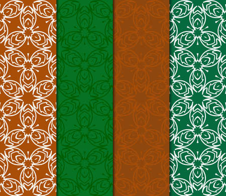 Set Of Floral Pattern. Seamless Ornament. Arabesque. Vector Illustration. For Design, Invitation Wedding, Valentine's, Background, Wallpaper.のイラスト素材