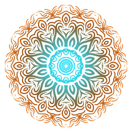 Sacred oriental mandala. color floral ornament. Abstract shapes in Asian style. Vector Illustratio.のイラスト素材