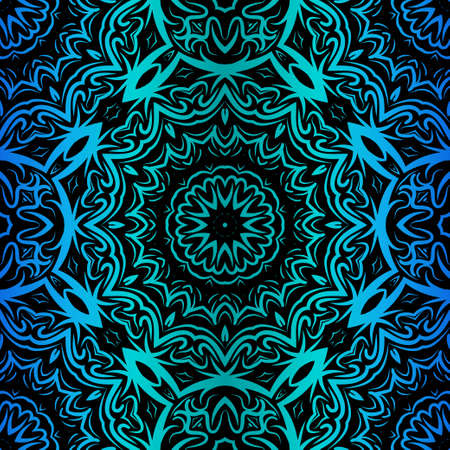 Floral Seamless Pattern With Hand-Drawing Ornament. Illustration. Design For Prints, Textile, Decor, Fabric. Vector Pattern. Neon Color.のイラスト素材