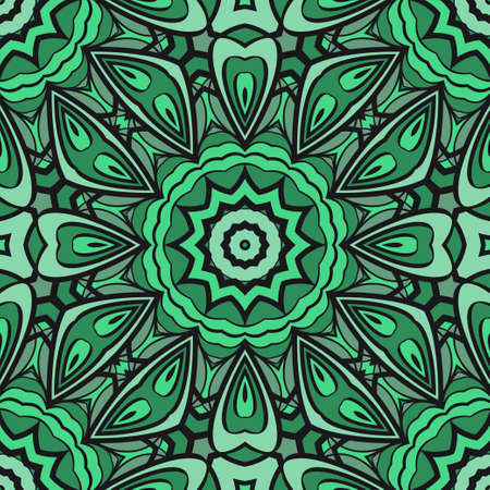 Template Print For Fabric. Pattern Of Floral Mandala Ornament With Border. Illustration. Seamless. For Print Bandana, Shawl, Carpet.のイラスト素材