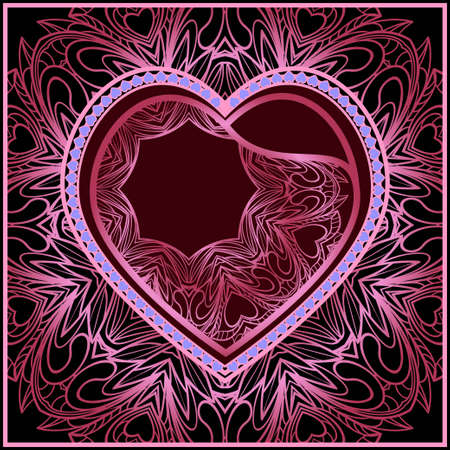 Valentine's day background with hearts and floral pattern. Vector illustration. Template design for greeting and wedding card.のイラスト素材