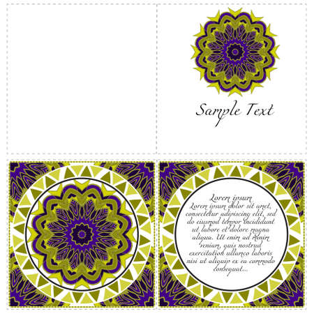 Design Vintage Cards With Floral Mandala Pattern And Ornaments. Vector Template. Islam, Arabic, Indian, Mexican Ottoman Motifs. Gradient color Background.のイラスト素材