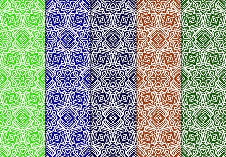 Set Of Floral Pattern. Seamless Ornament. Arabesque. Vector Illustration. For Design, Invitation Wedding, Valentine's, Background, Wallpaper.のイラスト素材