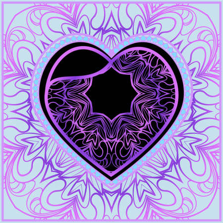 Romantic Pattern With Decorative Heart. Template for Happy Valentines Day. Vector Illustration. For Greeting Card, Invitation Or Postersのイラスト素材