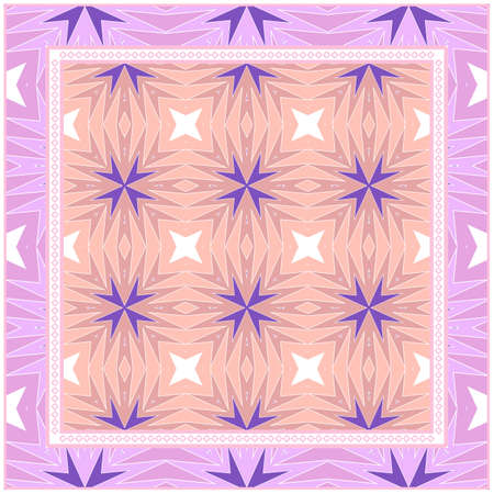 Vintage Geometric Pattern. Design For Bandana Shawl, Tablecloth Fabric Print. Vector Illustrationのイラスト素材