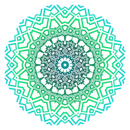 Green color Mandala flower decoration. Vector floral ornament. Tribal ethnic fashion motif for paper, textileのイラスト素材