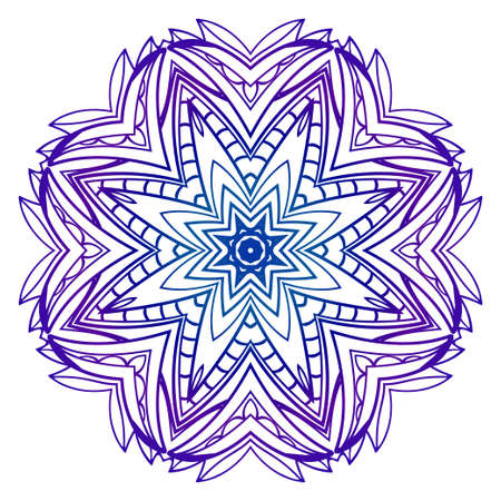 Modern Decorative Floral Purple Color Mandala. Modern Decorative Floral Color Mandala. Vector Illustration.のイラスト素材