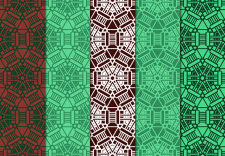 Set of Seamless Abstract Geometric Pattern Paper For Scrapbook. Vector Illustrationのイラスト素材