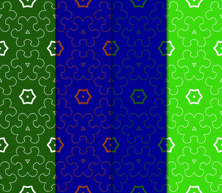 Set Of 4 Geometric Pattern, Floral Lace Geometric Ornament. Ethnic Beautiful Ornament. Vector Illustration. For Greeting Cards, Invitations, Cover Book, Fabric, Scrapbooks.のイラスト素材