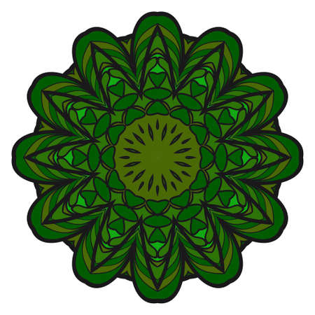 Hand-Drawn Henna Ethnic Mandala. Circle lace ornament. Vector illustration. for coloring book, greeting card, invitation, tattoo. Anti-stress therapy pattern.のイラスト素材