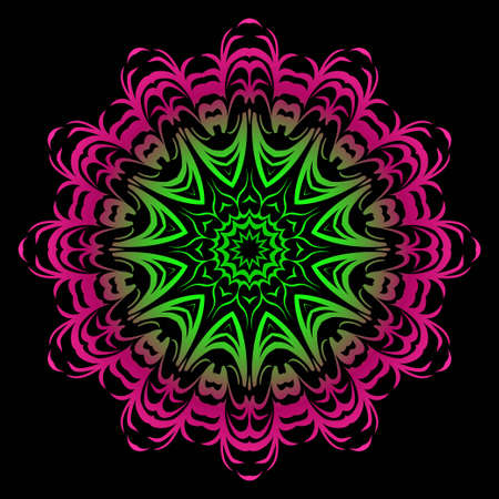 Ornamental round lace. Sacred oriental mandala. color floral ornament. Modern Decorative vector illustraation.のイラスト素材