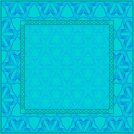 Blue color Design Of A Geometric Pattern . Vector Illustration. For Print Bandana, Shawl, Carpet, Tablecloth, Bed Cloth, Fashion.のイラスト素材