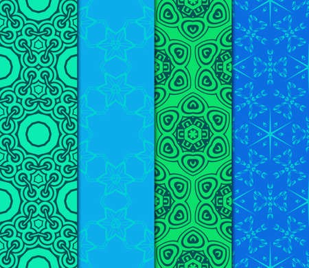 Set Of Geometric Seamless Pattern. Modern Floral Ornament. Vector Illustration. For The Interior Design, Wallpaper, Decoration Print, Fill Pages, Invitation Card, Cover Book.のイラスト素材