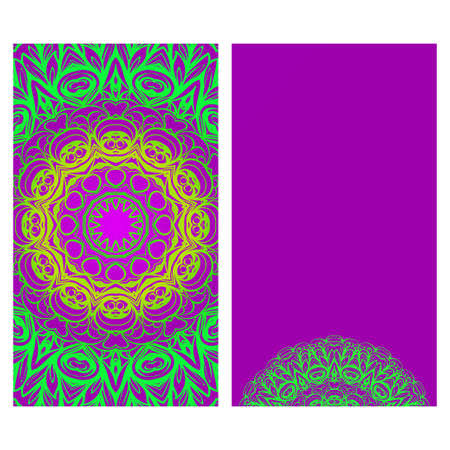 Vintage Card With Patterns of the Mandala. Floral Ornaments. Islam, Arabic, Indian, Ottoman motifs. Template for Flyer or Invitation Card Design. Vector Illustration.のイラスト素材