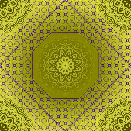 Background, geometric pattern with ornate lace frame. illustration. for Scarf Print, Fabric, Covers, Scrapbooking, Bandana, Pareo, Shawlのイラスト素材