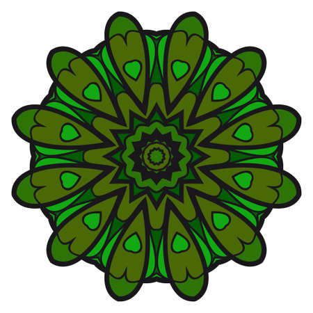 Sacred oriental mandala. color floral ornament. Abstract shapes in Asian style. Vector Illustration.のイラスト素材