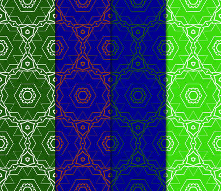 Set Of Geometric Seamless Pattern. Modern Floral Ornament. Vector Illustration. For The Interior Design, Wallpaper, Decoration Print, Fill Pages, Invitation Card.のイラスト素材