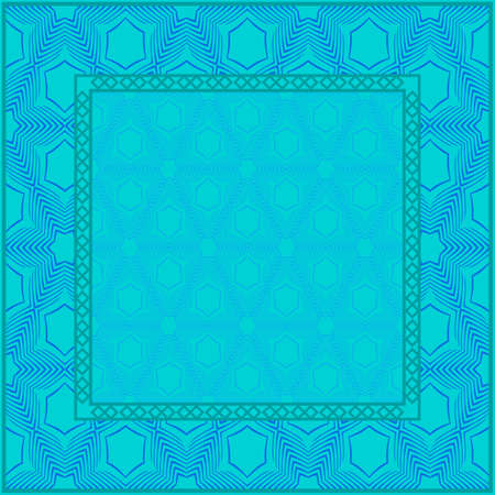 Blue color Design Of A Geometric Pattern . Vector Illustration. For Print Bandana, Shawl, Carpet, Tablecloth, Bed Cloth, Fashion.のイラスト素材