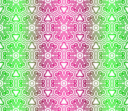 Template Print For Fabric. Pattern Of Floral Geometric Ornament With Border. Vector Illustration. Seamlessのイラスト素材