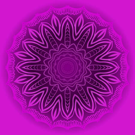 Purple color Mandala flower decoration. Vector floral ornament. Tribal ethnic fashion motif for paper, textileのイラスト素材