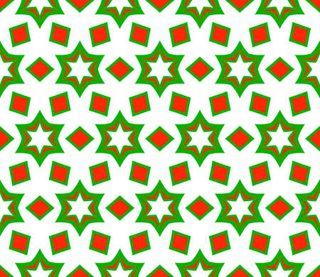 Green, red color Vector Seamless Pattern With Abstract Geometric Style. Repeating Sample Figure And Line. For Fashion Interiors Design, Wallpaper, Textile Industry.のイラスト素材