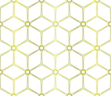Floral Geometric Pattern. Seamless Texture Yellow Color Background. Element For Design. Vector Illustration.のイラスト素材