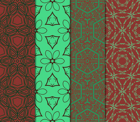 Set of Festive Colorful Seamless Geometric Pattern. Vector Illustration. For Print Fashionのイラスト素材