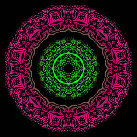 Mandala Style Vector Shapes. Decorative Cicle ornament. Floral design.のイラスト素材