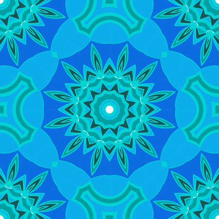 Blue color seamless floral pattern. Vector illustration. For design, fashion print.のイラスト素材