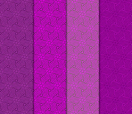 Set Of 4 Geometric Pattern, Floral Lace Geometric Ornament. Ethnic Ornament. Vector Illustration. For Greeting Cards, Invitations, Cover Book, Fabric, Scrapbooks.のイラスト素材