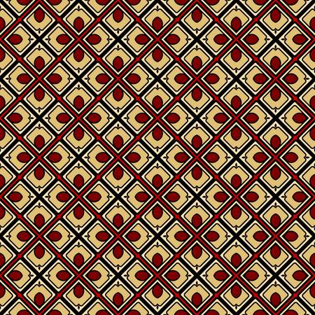 Luxury background with decorative geometric ornament. Retro creative design. Vector illustration. Fashion print, design for scrapbooking page, art deco, interior design. Red, gold color.のイラスト素材