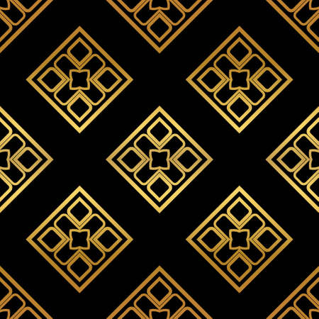 Golden color Elegant, retro, art deco seamless pattern. Vector illustration.のイラスト素材