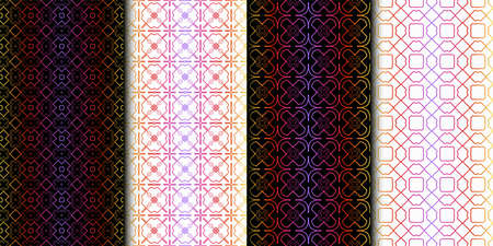 Set of Color Seamless Lace Pattern With Abstract Geometric Background. Vector illustrationのイラスト素材