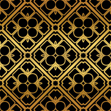 Golden color Elegant, retro, art deco seamless pattern. Vector illustration.のイラスト素材