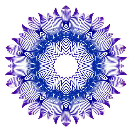 Decorative floral ornament. Mandala decoration. Beautiful vector illustration. Idea for your interior design, invitation card, holiday elements. Blue, purple color.のイラスト素材