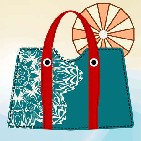 Beautiful woman's beach bags with mandala decoration. Vector illustration.のイラスト素材