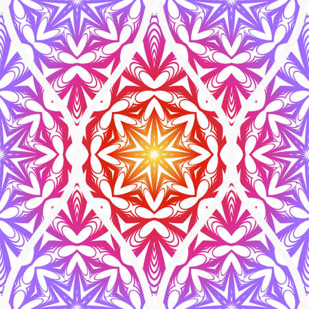 Seamless Line Geometric Floral Pattern. Abstract Geometry Flower. Vector Illustration. Interior Decoration, Wallpaper, Presentation, Fashion Design. Purple gradient color.のイラスト素材